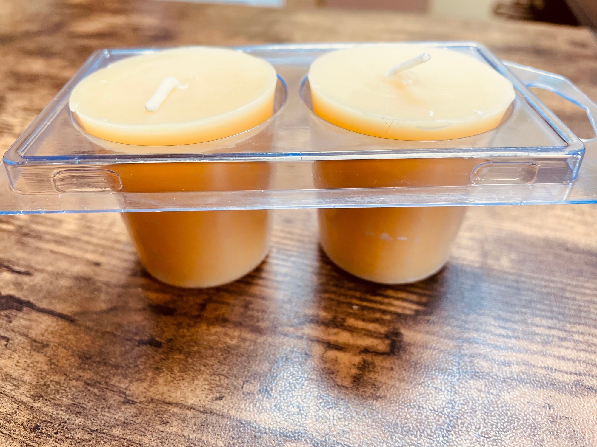 2 - VOTIVES, 100% Pure Natural Yellow Beeswax , Long Burning, Honey Scent, Cabin