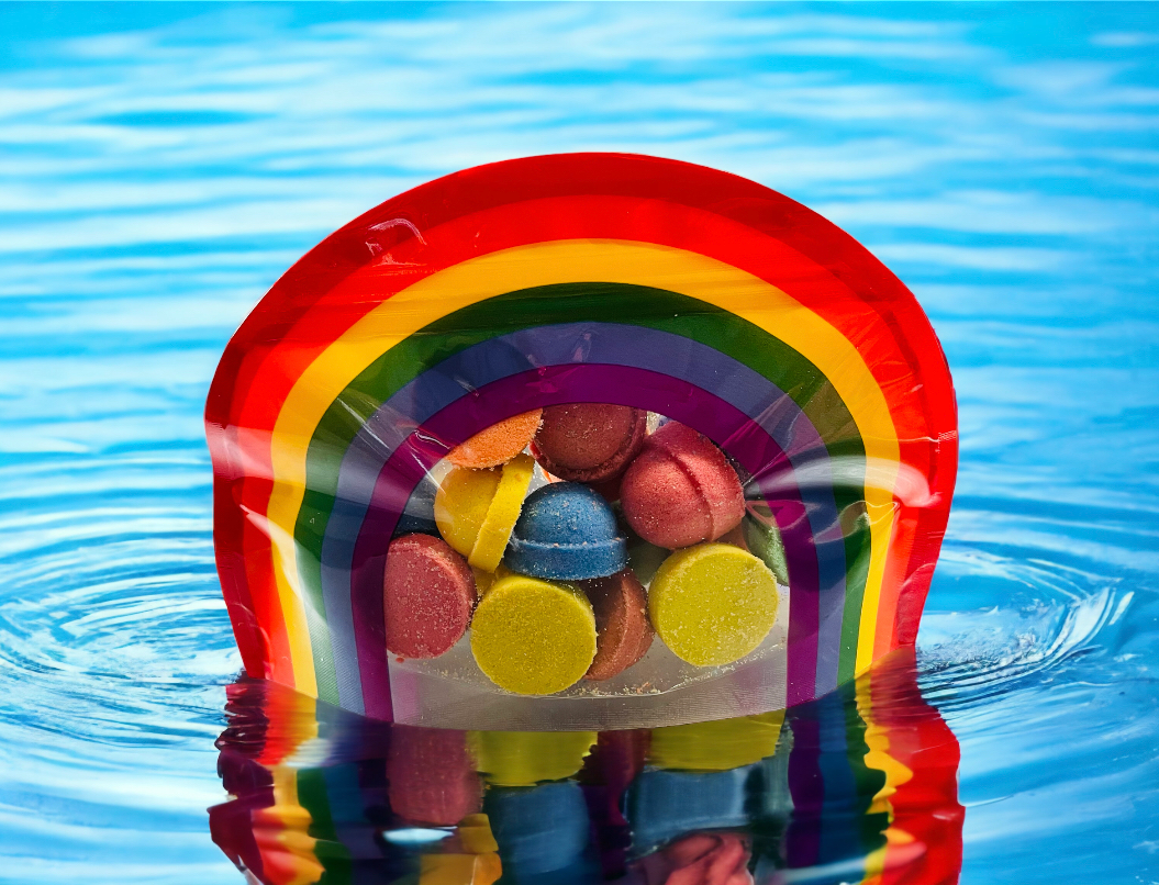 Fruity Scented Mini Bath Bombs in Rainbow Reusable bag