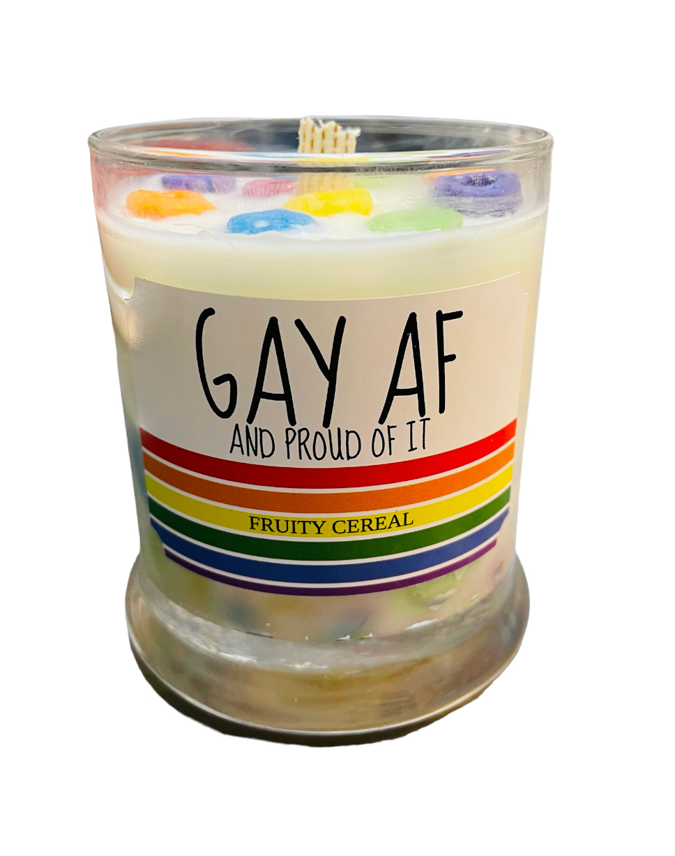 GAY AF Soy Pride Candle for Fun, Friends, LGBTQ, Novelty, Proud, Humor