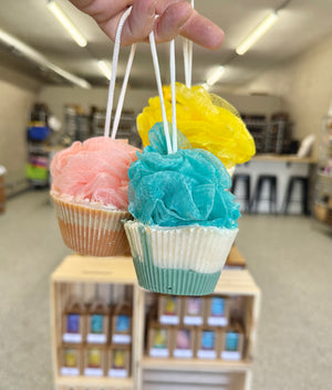 'Loofah Cupcake Soap (Exfoliating Loofah Soap | Cold Process | 5.5–6.5 oz)
