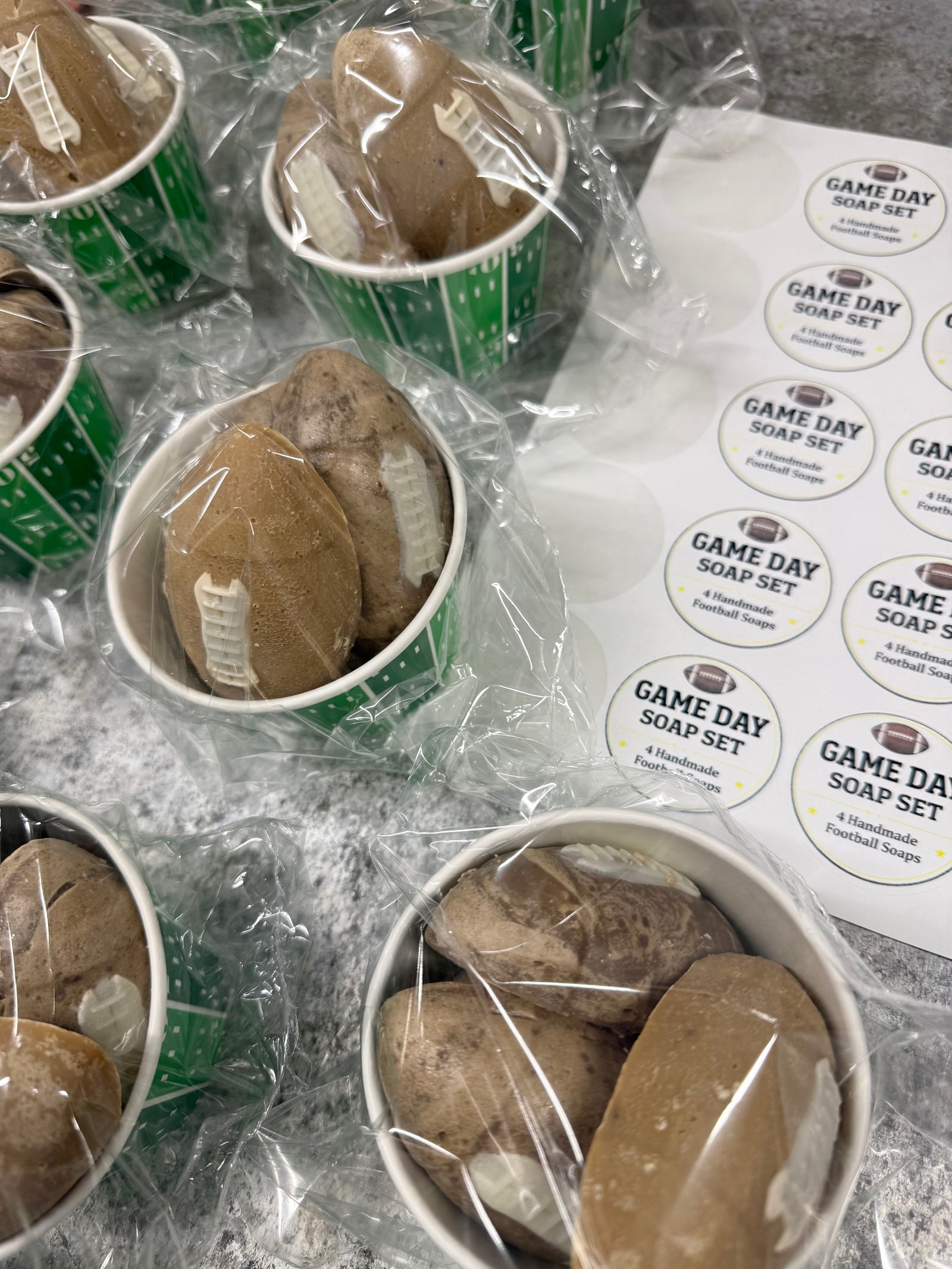 'Game Day Football Soap Set (4-Pack Novelty Soap Gift | Cold Process | 7.2 oz)