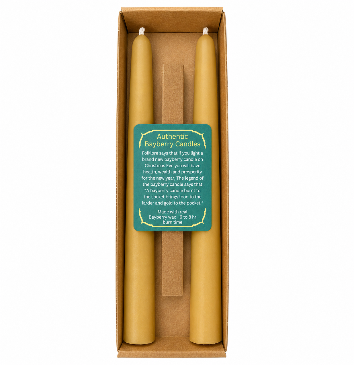 Authentic Bayberry Taper Candles | Traditional Myrtle Wax Holiday Candles
