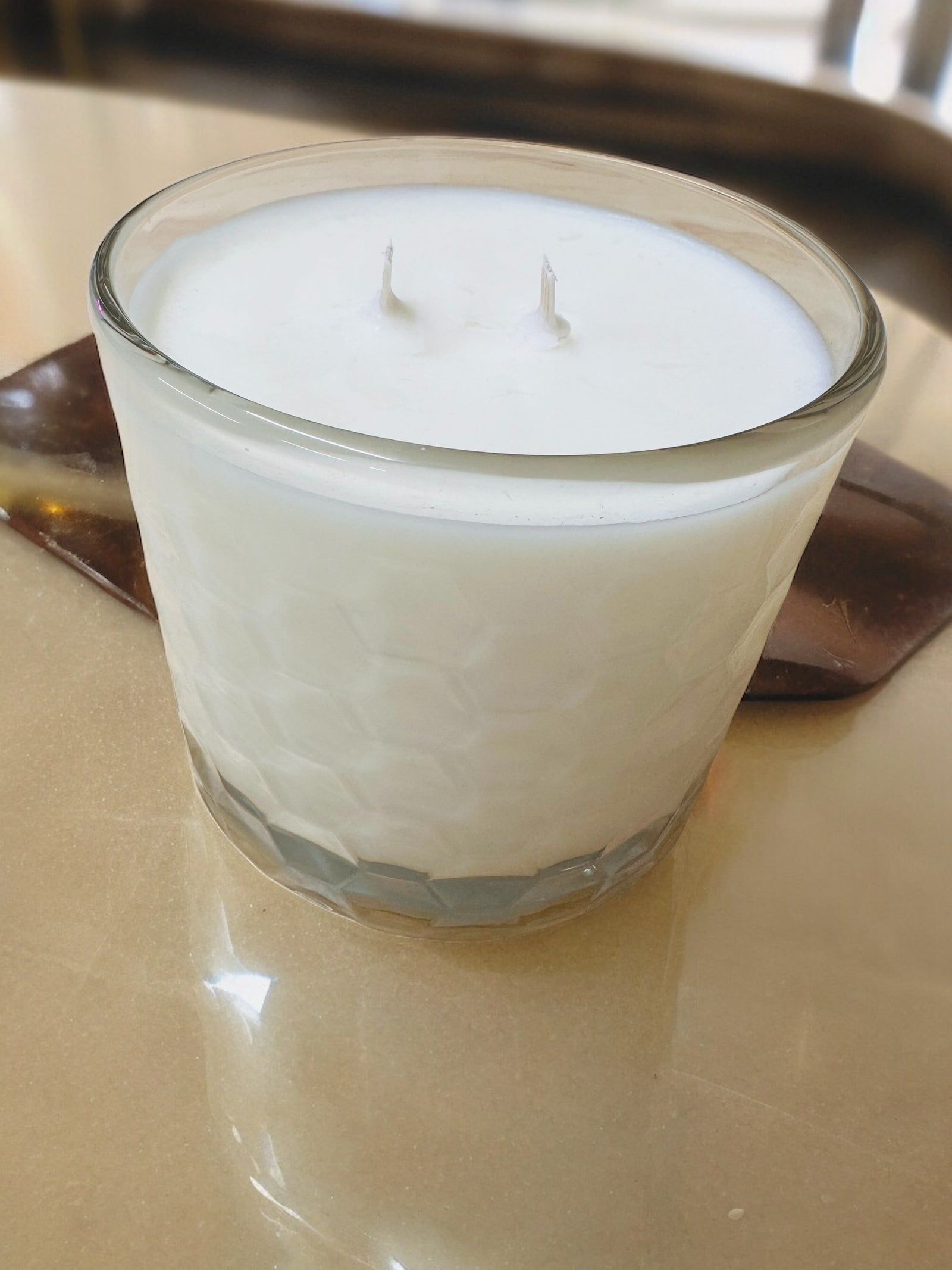 Candle - Double Wick Clear Hexagon Jar