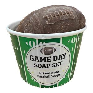 Game Day Football Soap Set (4-Pack Novelty Soap Gift | Cold Process | 7.2 oz)