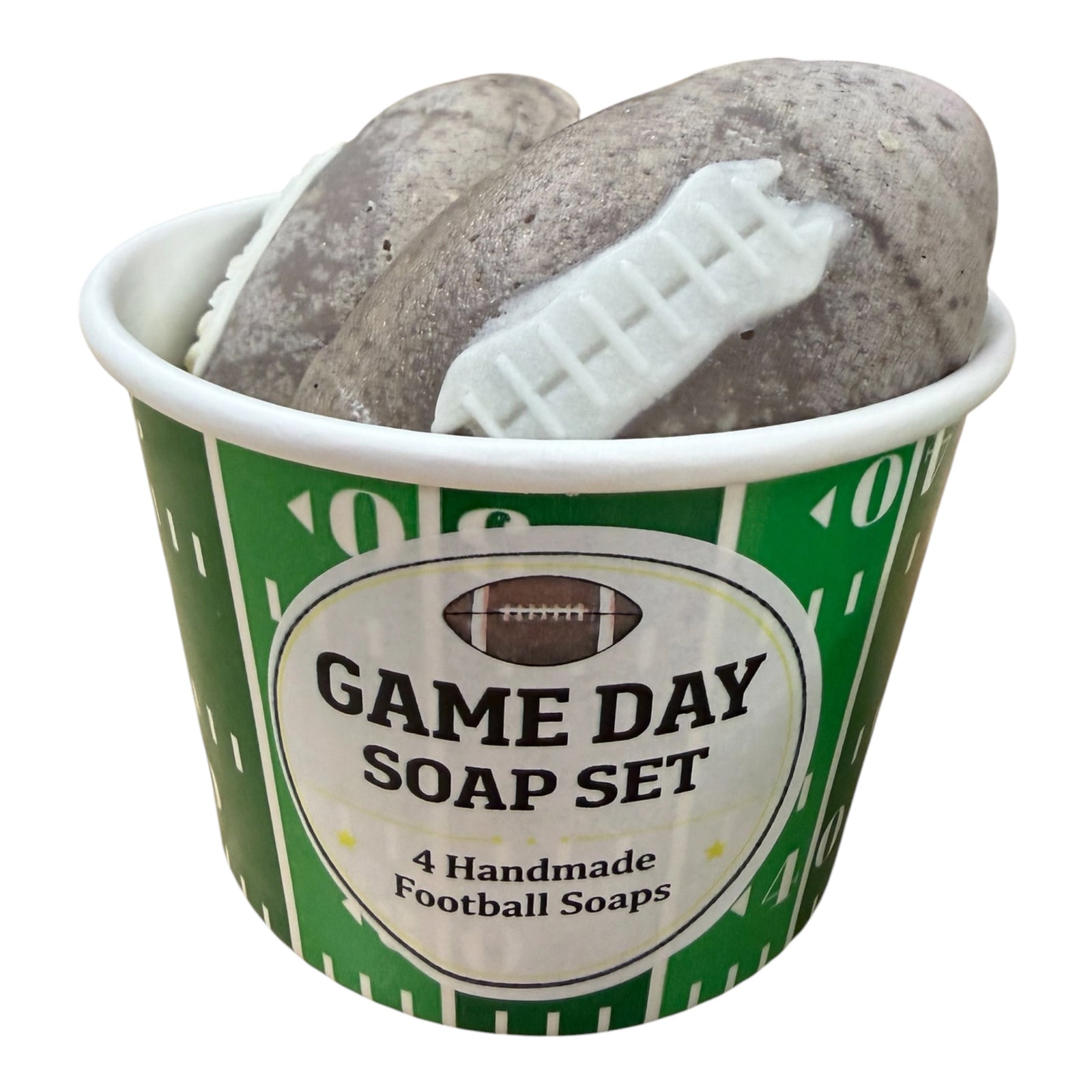 Game Day Football Soap Set (4-Pack Novelty Soap Gift | Cold Process | 7.2 oz)
