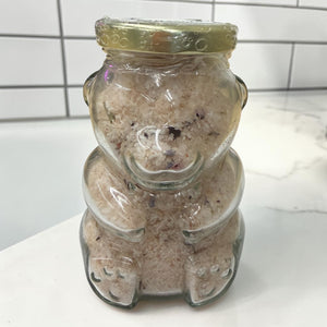 Handmade Bath Salts in Glass Bear Jar (8oz) | Luxury Epsom Salt Bath Soak | Multiple Scents Available