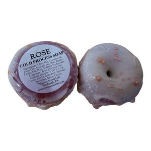 Donut Soap | Handmade Cold Process Soap | Artisan Bath Bar | Moisturizing Soap | 5–5.5 oz | Pink Sugar, Vanilla, Rose & More