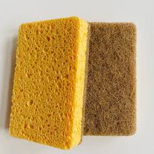 Natural Cellulose & Coconut Fiber Scrub Sponge | Eco-Friendly Kitchen Cleaning Sponge (4 Pack) 🌿