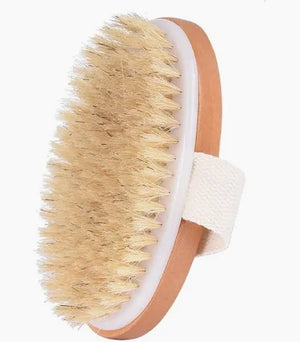 Natural Oval Dry Body Brush | Wooden Exfoliating Brush for Dry Brushing & Massage 🌿✨