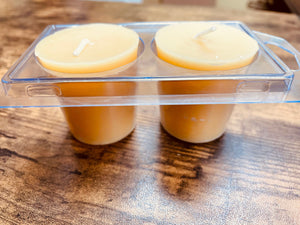 Beeswax - (2) VOTIVES, 100% Pure Natural Yellow Beeswax , Long Burning, Honey Scent, Cabin