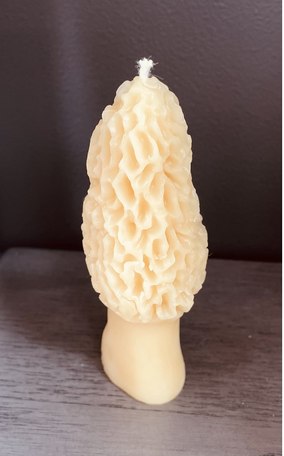 MOREL PILLAR CANDLE 4.5" Tall, 100% Pure Natural Yellow Beeswax, Mushroom