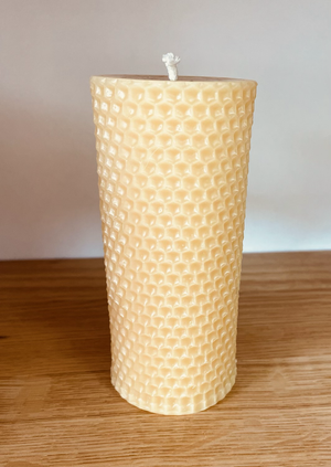 Beeswax - HONEYCOMB Pillar 4.85" Tall, 100% Pure Natural Yellow Beeswax , Long Burning, Ho