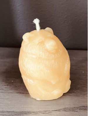 BEAR Pillar  VOTIVE 2.5" Tall, 100% Pure Natural Yellow Beeswax , Long Burning,