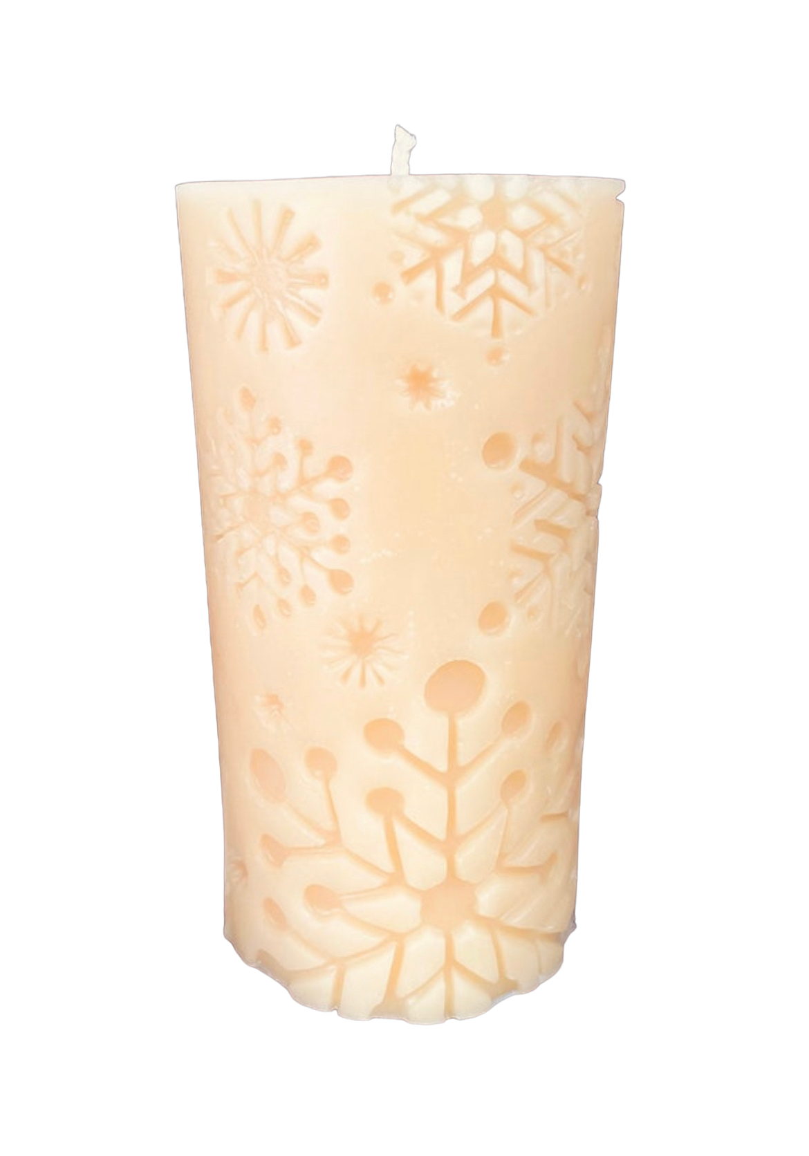 SNOWFLAKE Pillar 5.75" Tall, 100% Pure Natural Yellow Beeswax
